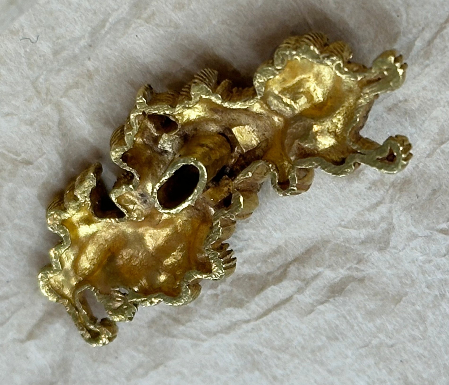 目貫不明 目貫 無銘（光乗） 三疋獅子図 | 日本刀・刀剣・名刀・短刀の