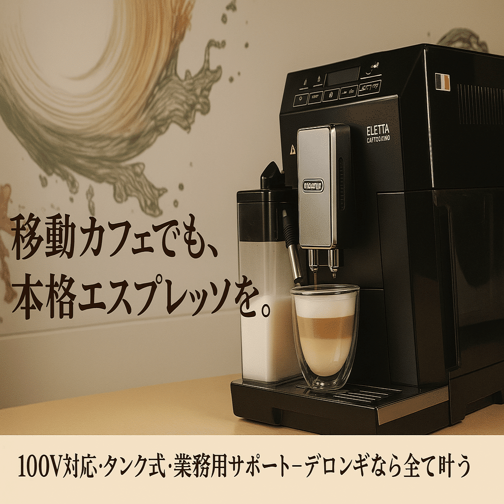 移動カフェ・キッチンカーに最適なデロンギ業務用 全自動エスプレッソ