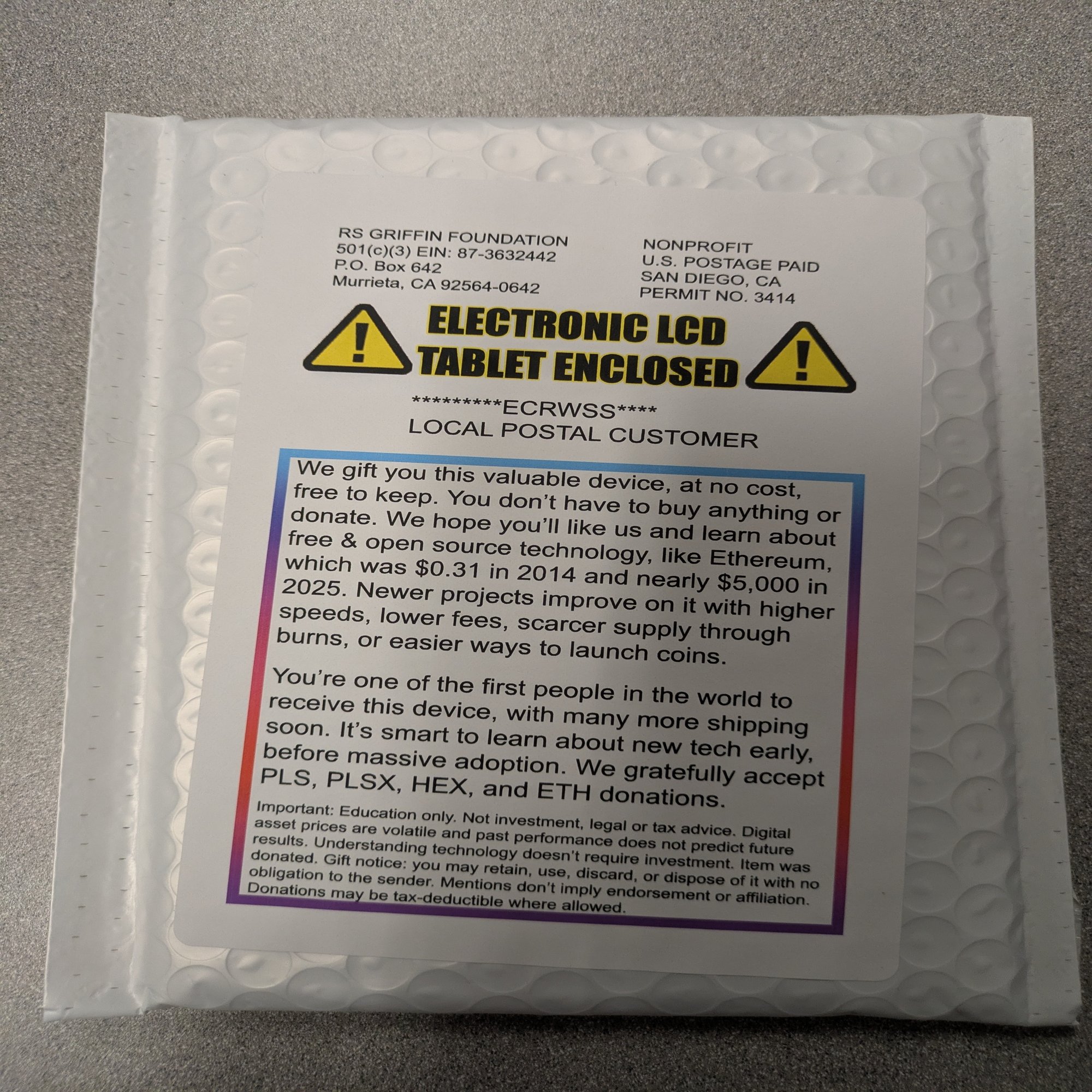 仮想通貨詐欺っぽい謎の小包が届く｜トシ｜アメリカ駐在員 ロボアド投資を始める