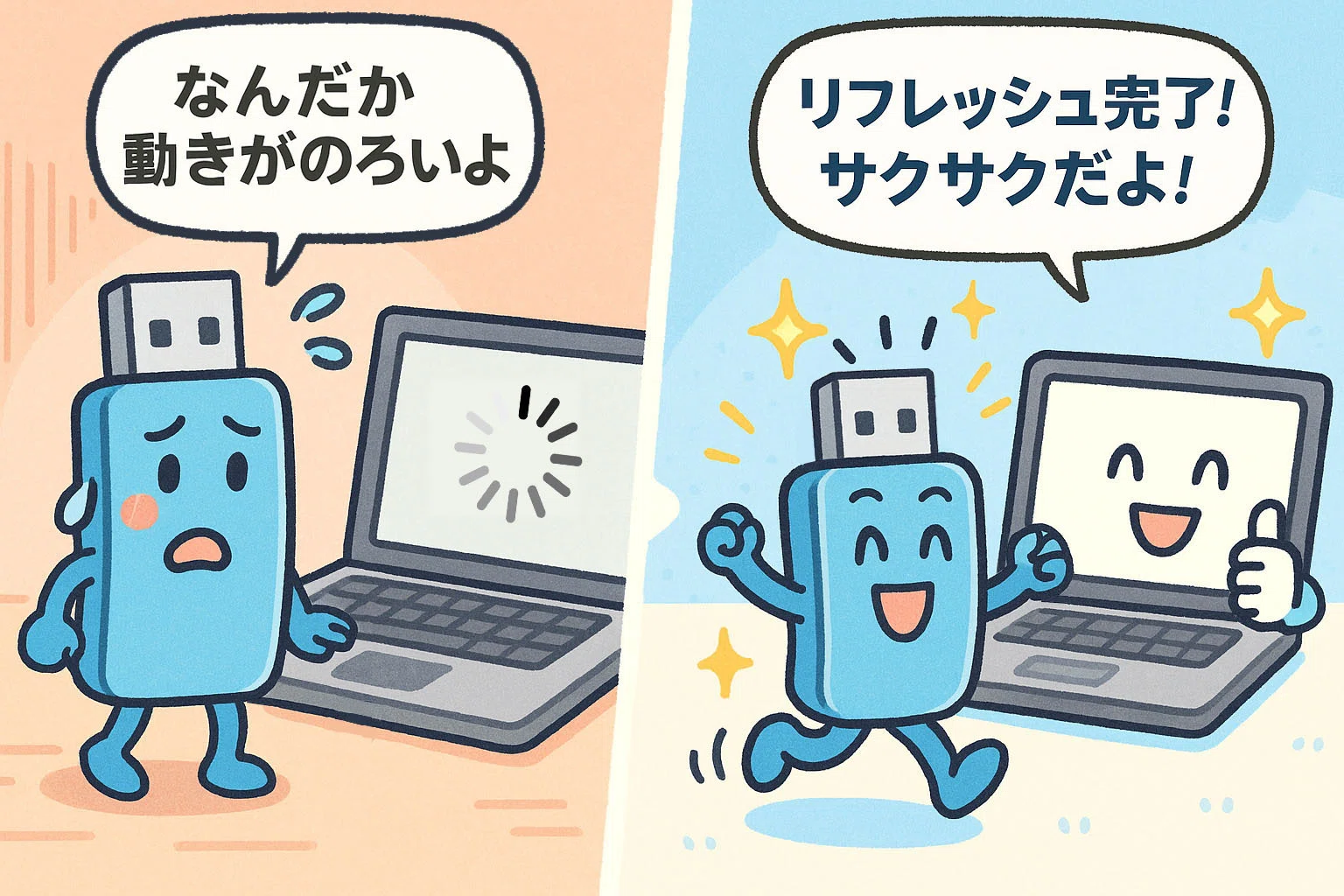 古いUSBメモリが遅い？速度改善とデータ保全の検査手順｜中古パソコン 