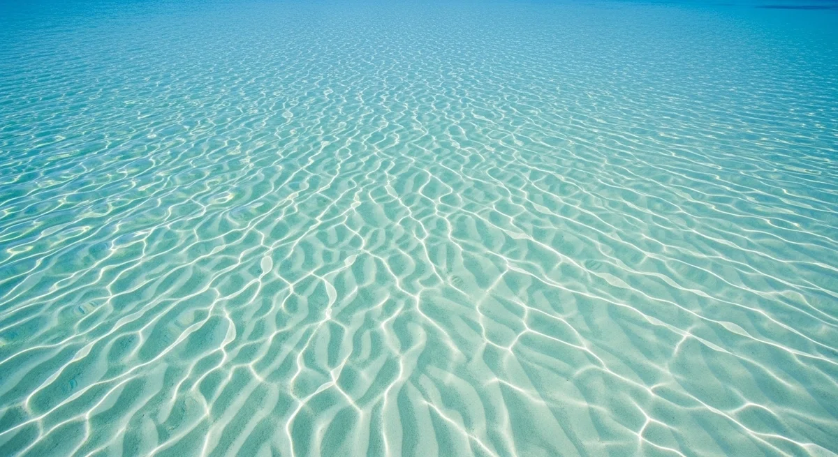 海底の砂紋までくっきりと見える、驚異的に透明な海の風景。