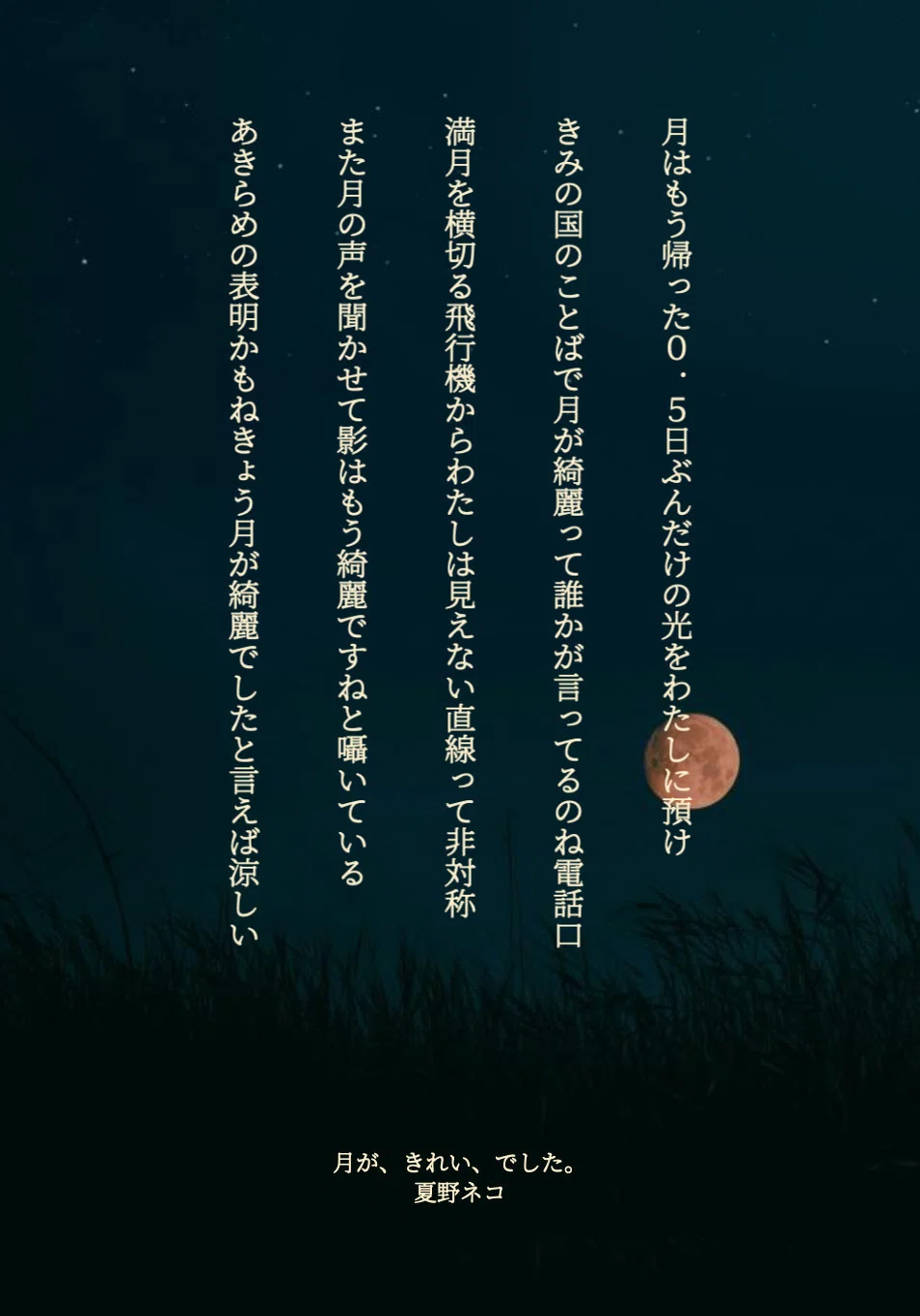 連作短歌：月が、きれい、でした。｜夏野ネコ