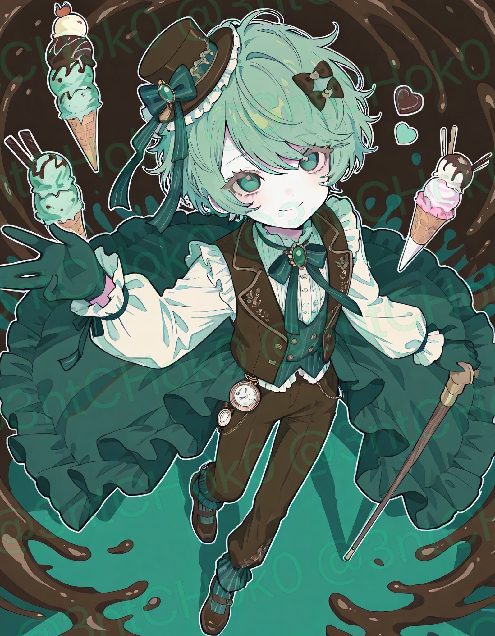 チョコミントモチーフの服装に関する呪文・プロンプト《2025/1/6更新