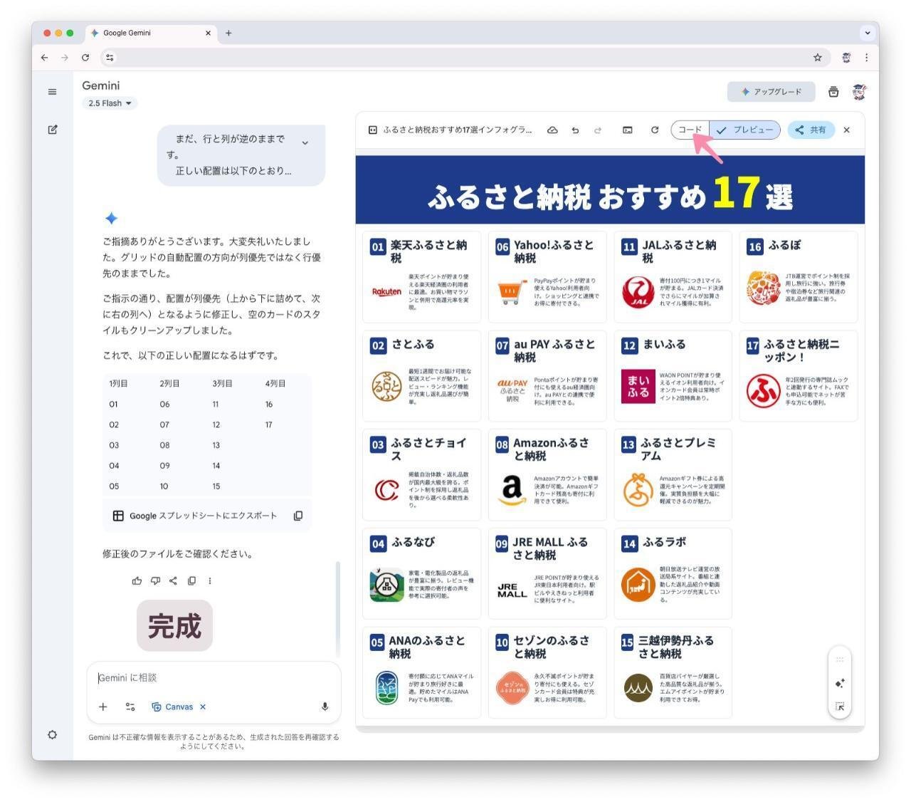 Gemini Canvasでの『おすすめ〇〇選』図解の作り方｜うさぎ先輩｜AI