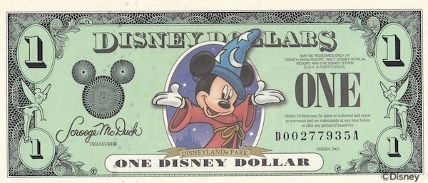 ディズニーダラー　カリフォルニア50周年記念紙幣4枚セット ディズニーダラー DISNEY DOLLARS コレクション カリフォルニア