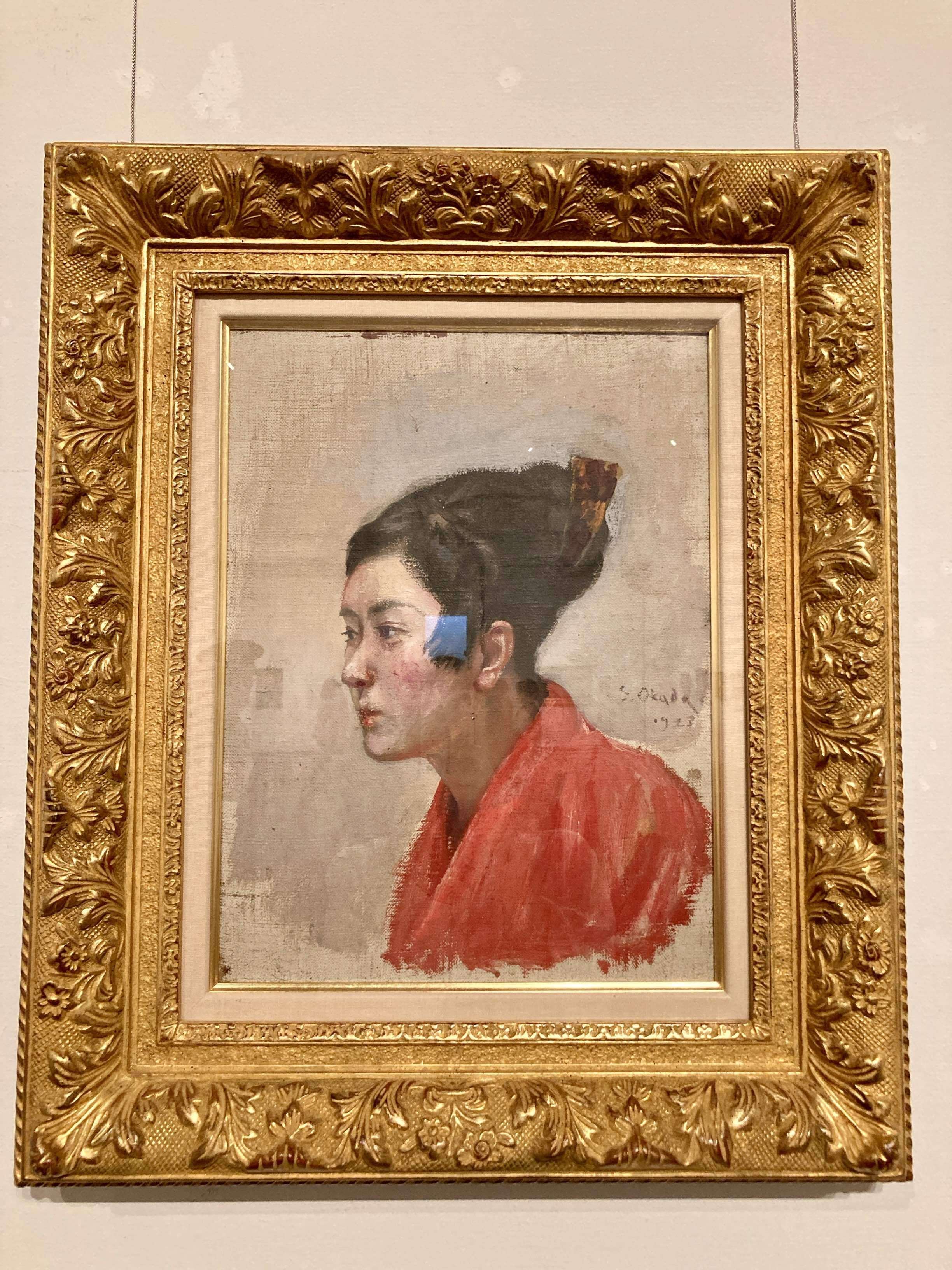 岡田三郎助、【西洋婦人像】、新品高級額 額装付、年代物・希少画集画、状態良好 Amazon.co.jp: 岡田三郎助『 婦人像（紫調べ） 』の木枠付き