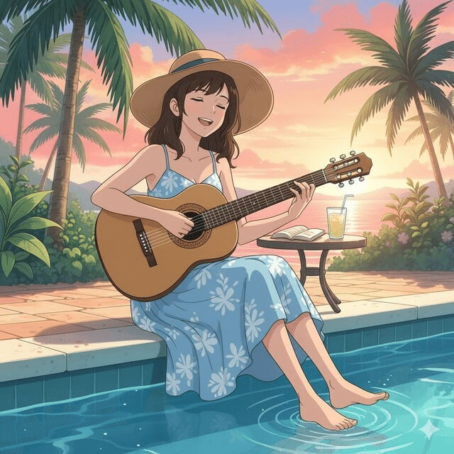 ギターを弾いている女の子の絵を描いてもらったら｜しろまめ(やませ