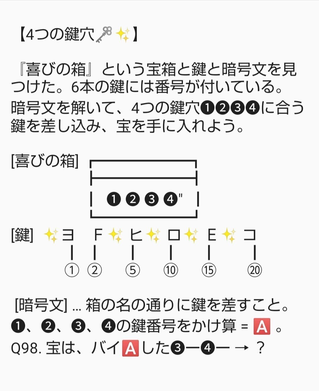 🍫ナゾ098 4つの鍵穴｜チョコ・レートン助教授