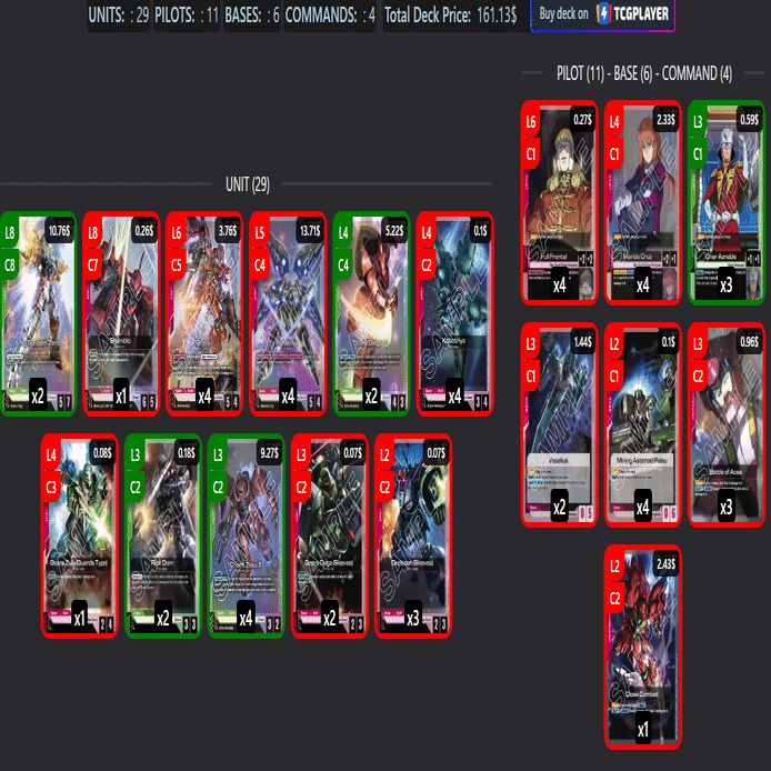 ガンダムカードデッキ紹介 赤緑ミッドレンジ｜Exam