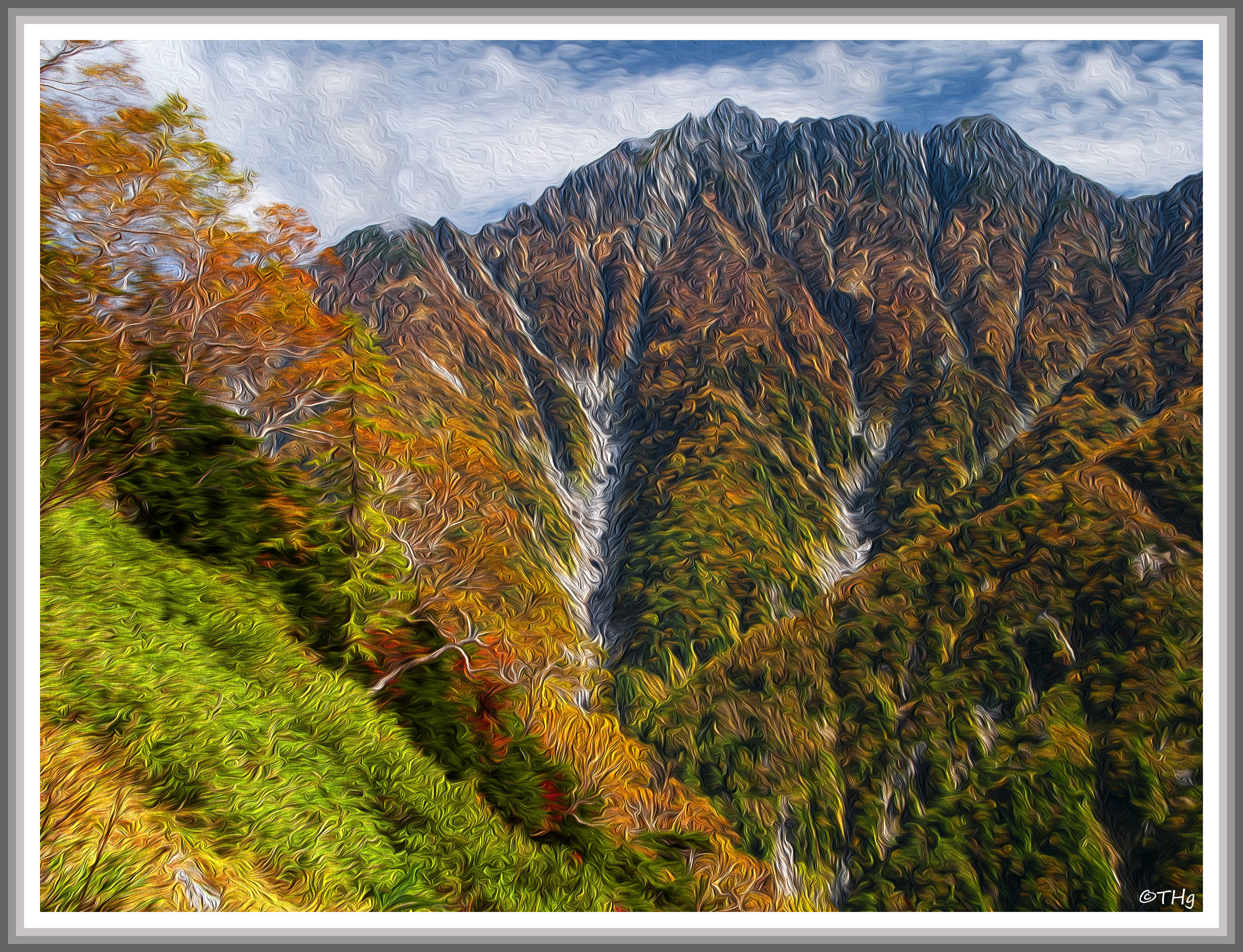 油彩風景画 山岳風景 晩秋 Amazon.co.jp: 小林幸三 焼岳 F20号 受注制作 油彩画 油絵 風景
