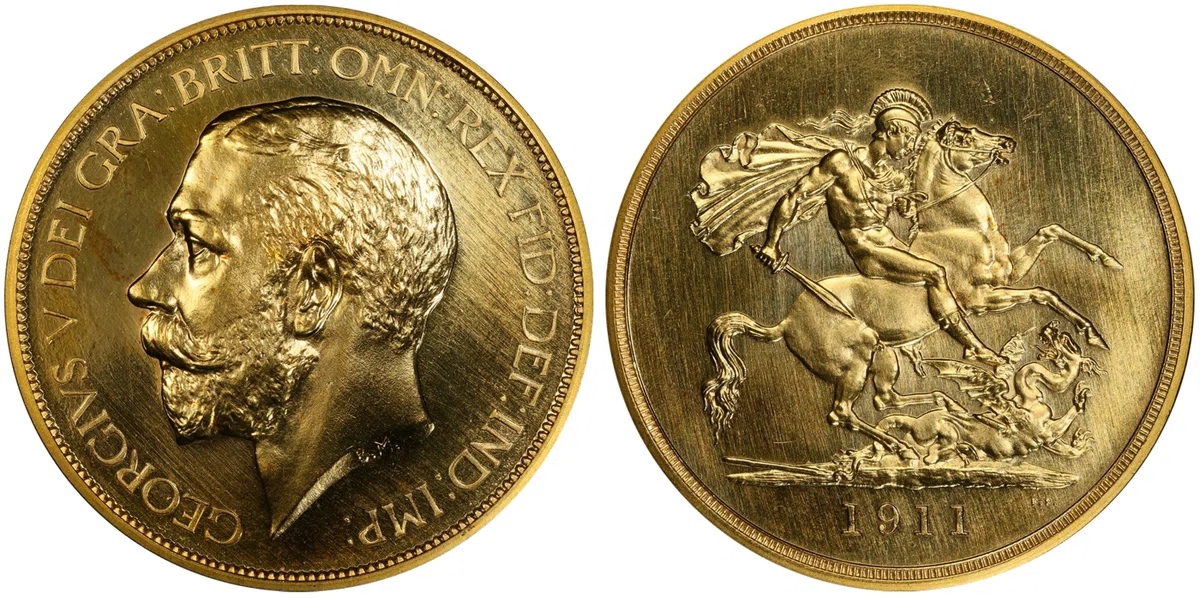 ［専用］イギリス　ジョージ5世　アンティーク イギリス 1911年 ジョージ5世 5ポンド金貨｜アンティークコイン