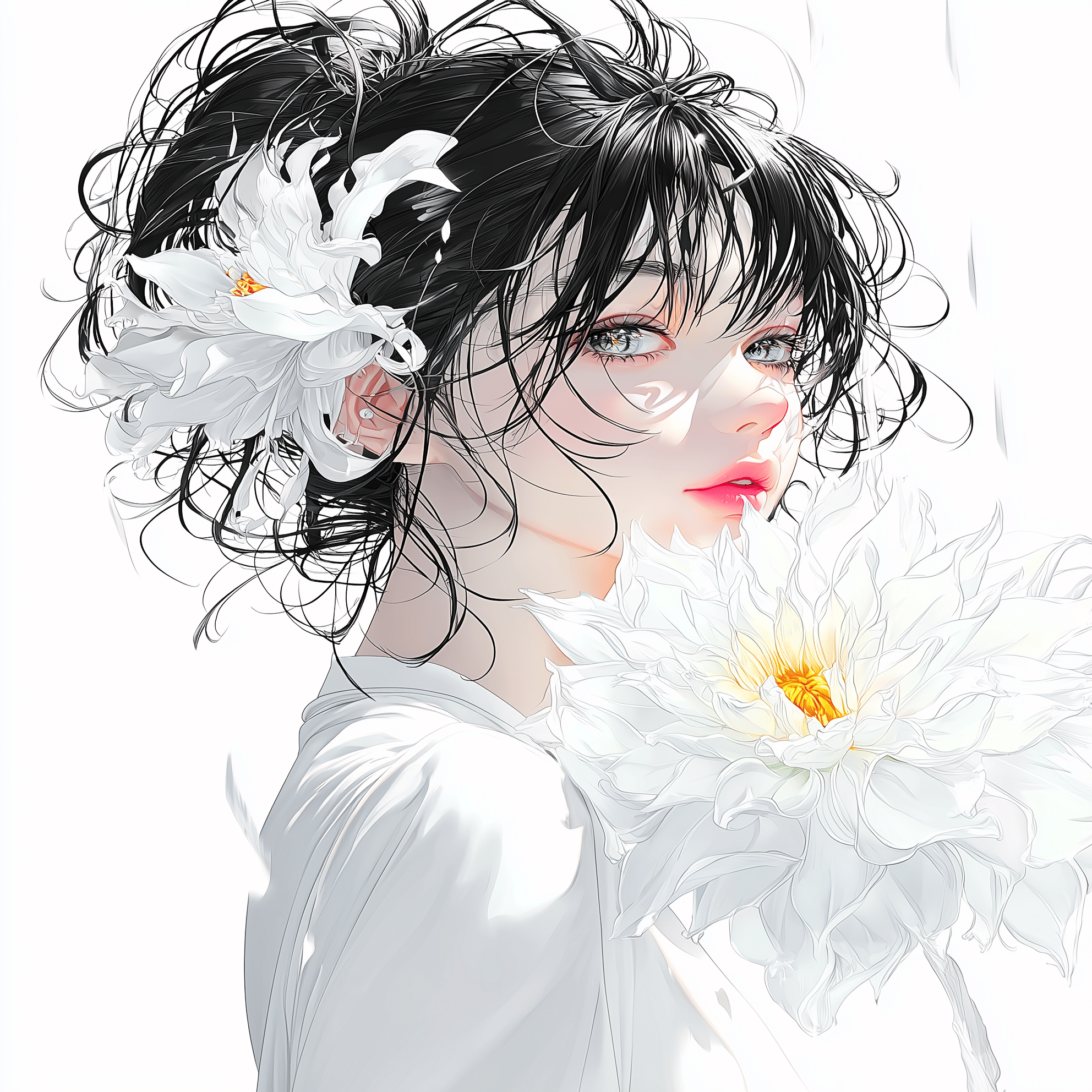 白く沈むダリア【画像生成AI＋4コマ漫画】｜Alpaka