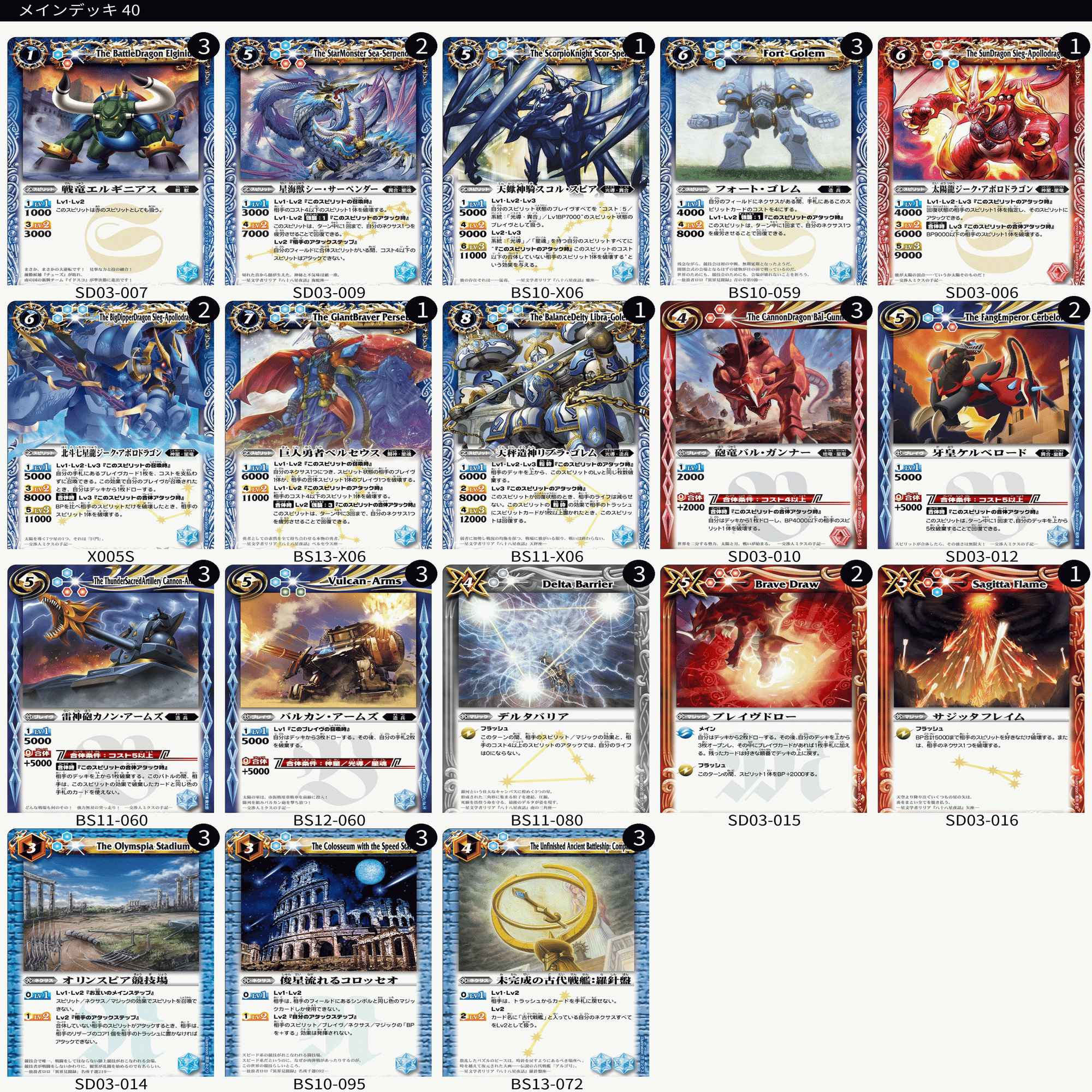 エスタシオン TDR デッキ パーツ フルホイル まとめ 星座編のデッキ