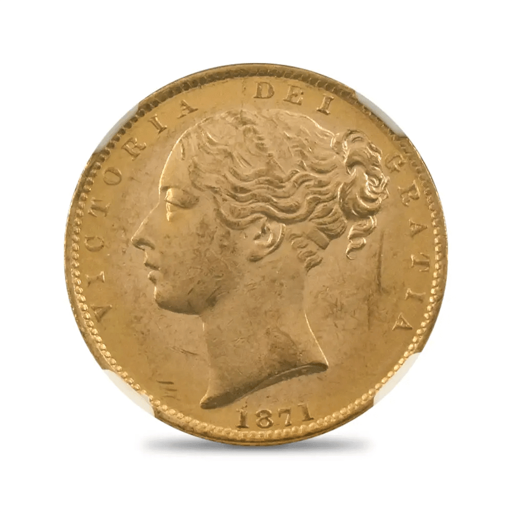 1871 ヴィクトリア女王 ヤングヘッド ソブリン金貨 NGC MS63
