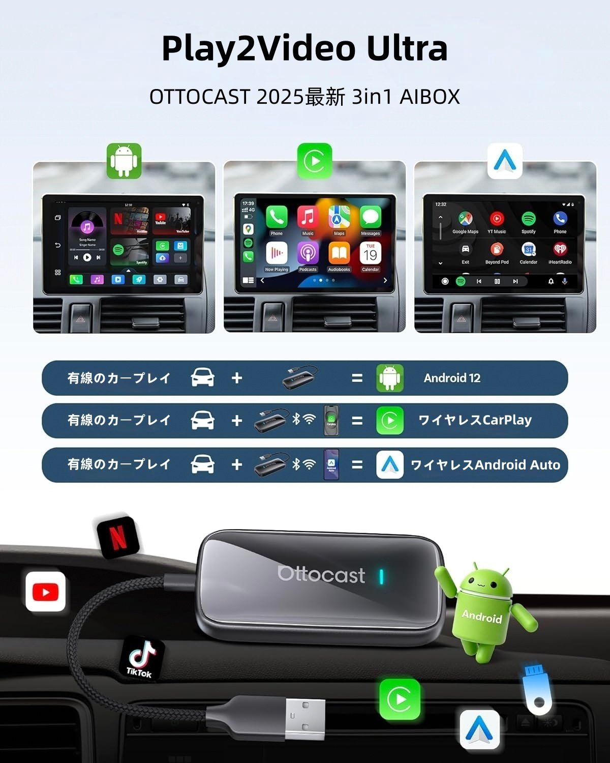 クルマが一瞬でスマートTVに変身！？【衝撃の新登場！】OTTOCAST