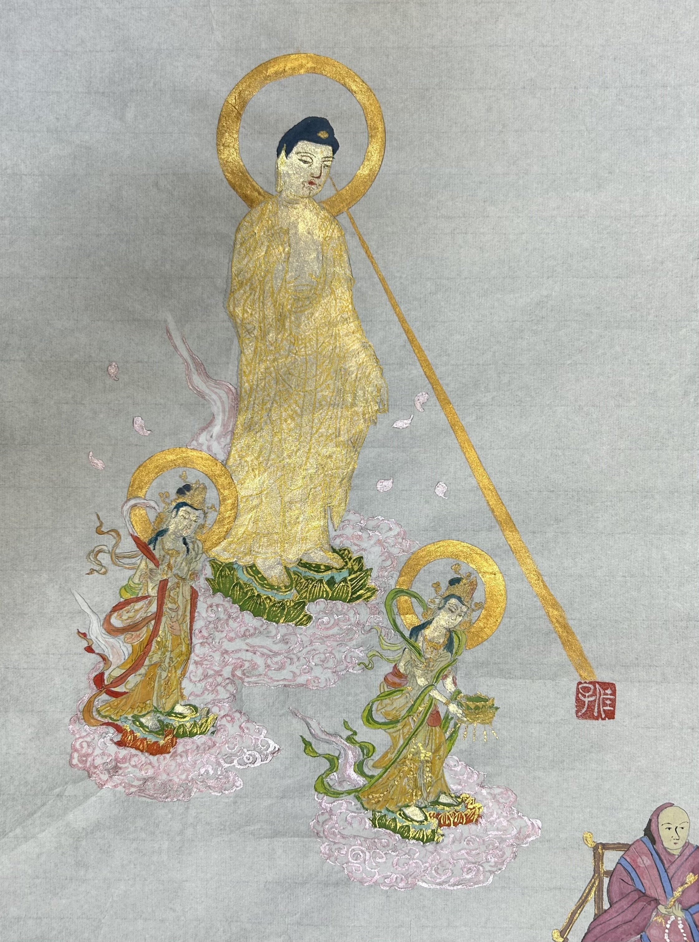 大日如来の背景に三千字般若心経 【仏画曼荼羅アート―佛日寺教室