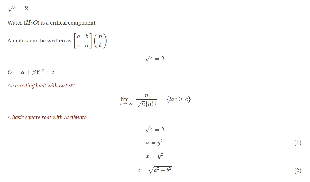 [Asciidoc] About Mathematical Formulas - HTML Display Following Version ...