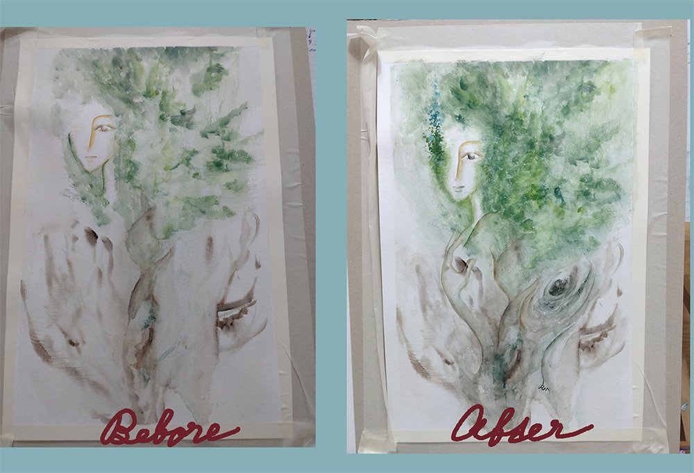 真作•水彩画で独特な表現2作品での出品 失敗作を失敗作のままにしなかった話。｜KaoRu IsjDha