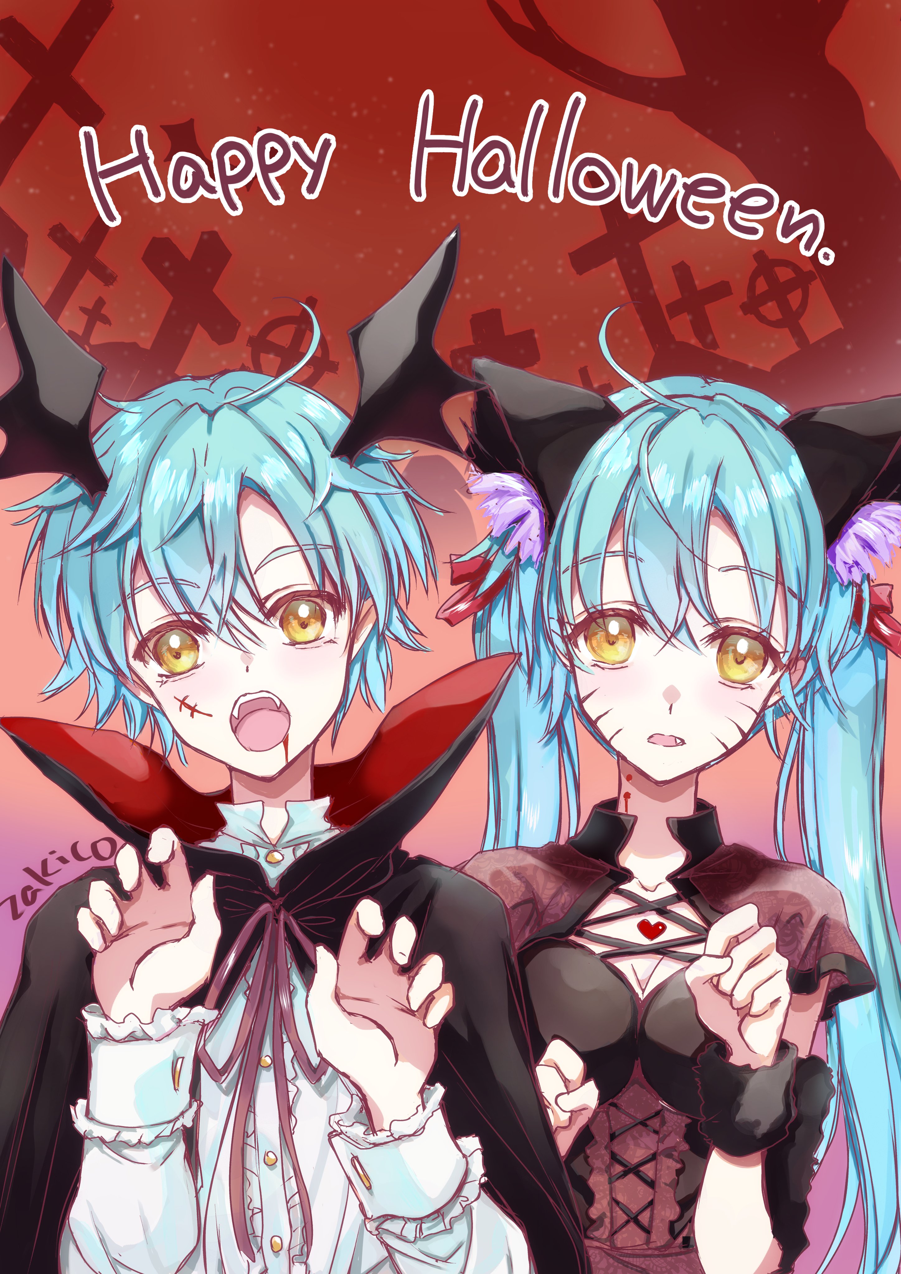 ハロウィン絵双子バージョン｜zakico(＊-＊)