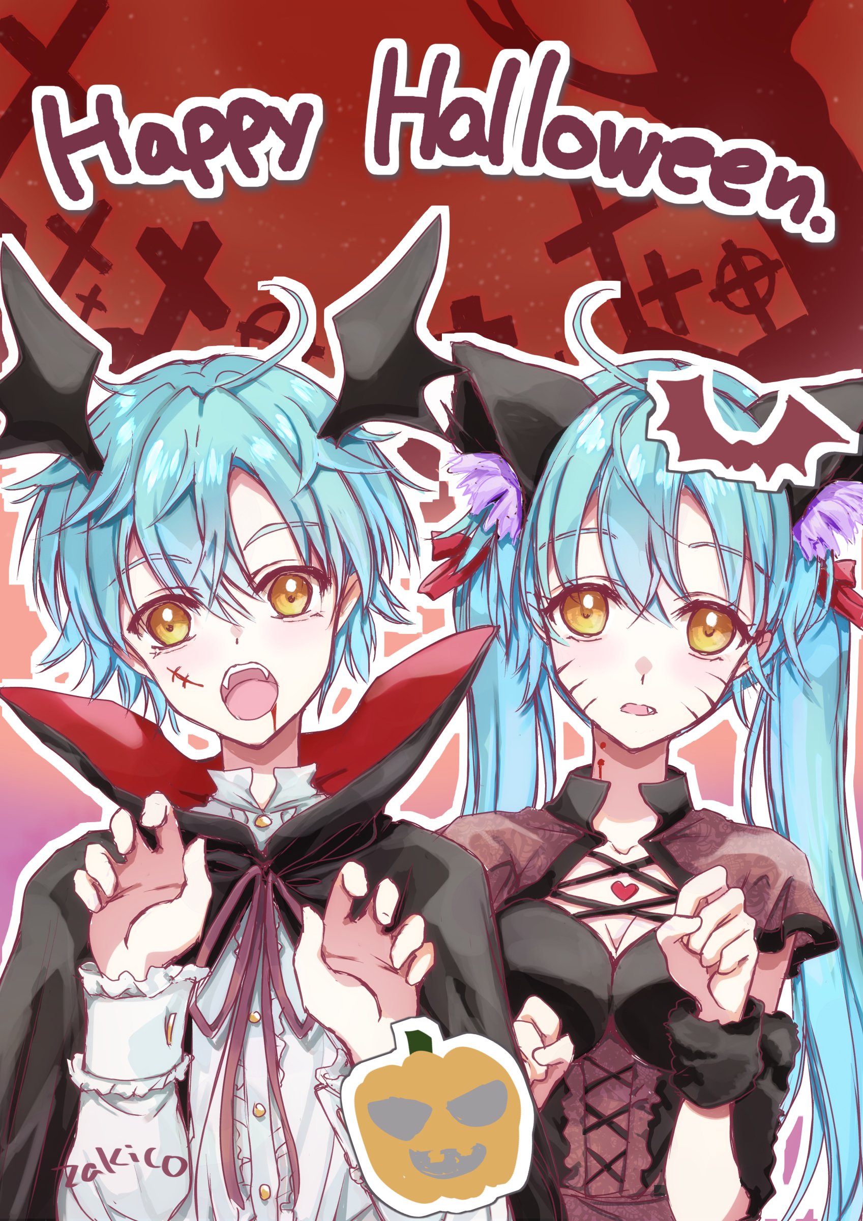 ハロウィン絵双子バージョン｜zakico(＊-＊)