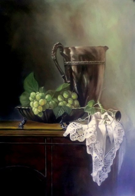 【3万円内で楽しむ本物絵画】二科会原良次先生の小さな静物画（F3号） 鈴木信太郎 水彩画 『静物』 ｜骨董品買取 緑和堂