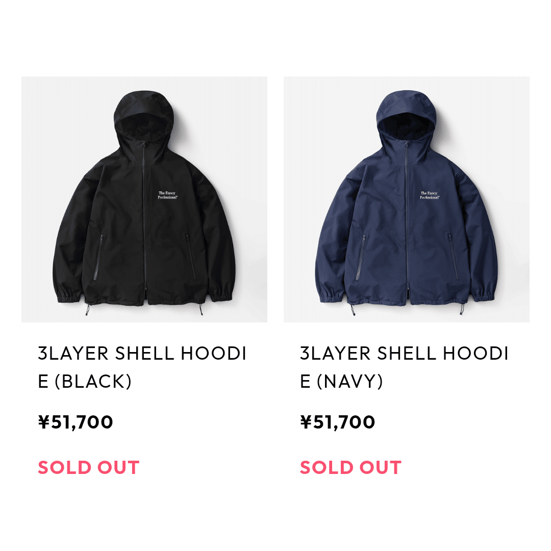 3LAYER SHELL HOODIE (NAVY) サイズL ENNOY（エンノイ）のゲリラ販売