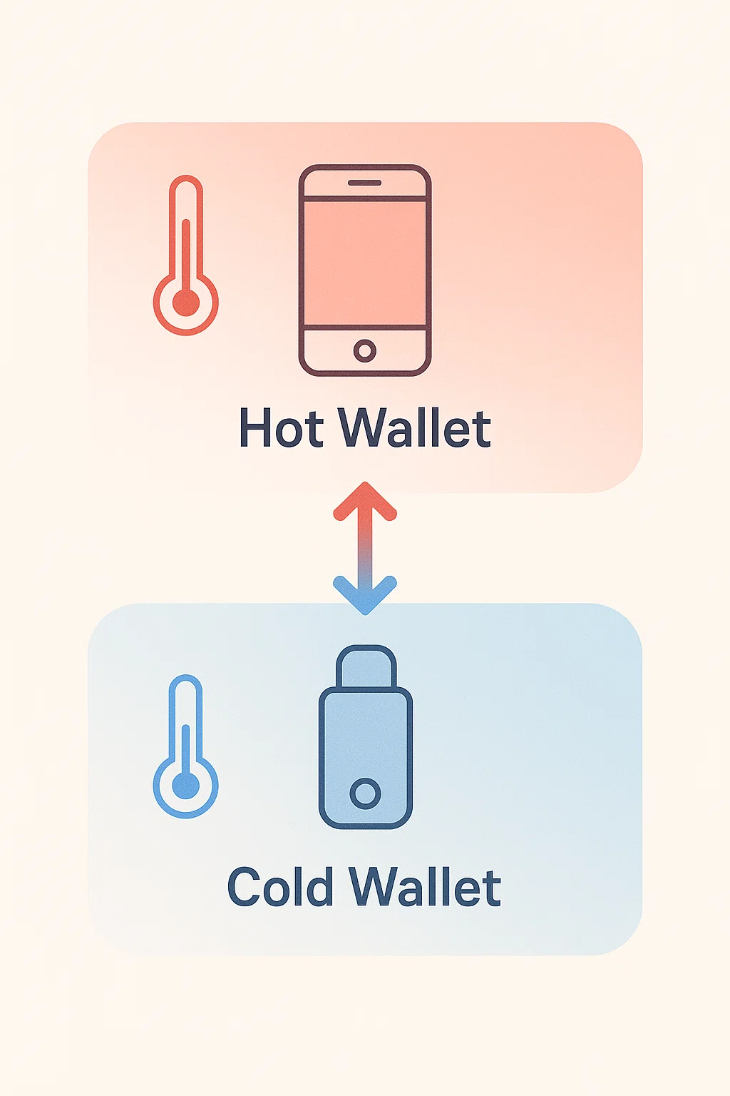 Hot Wallet/Cold Walletの2層構造図