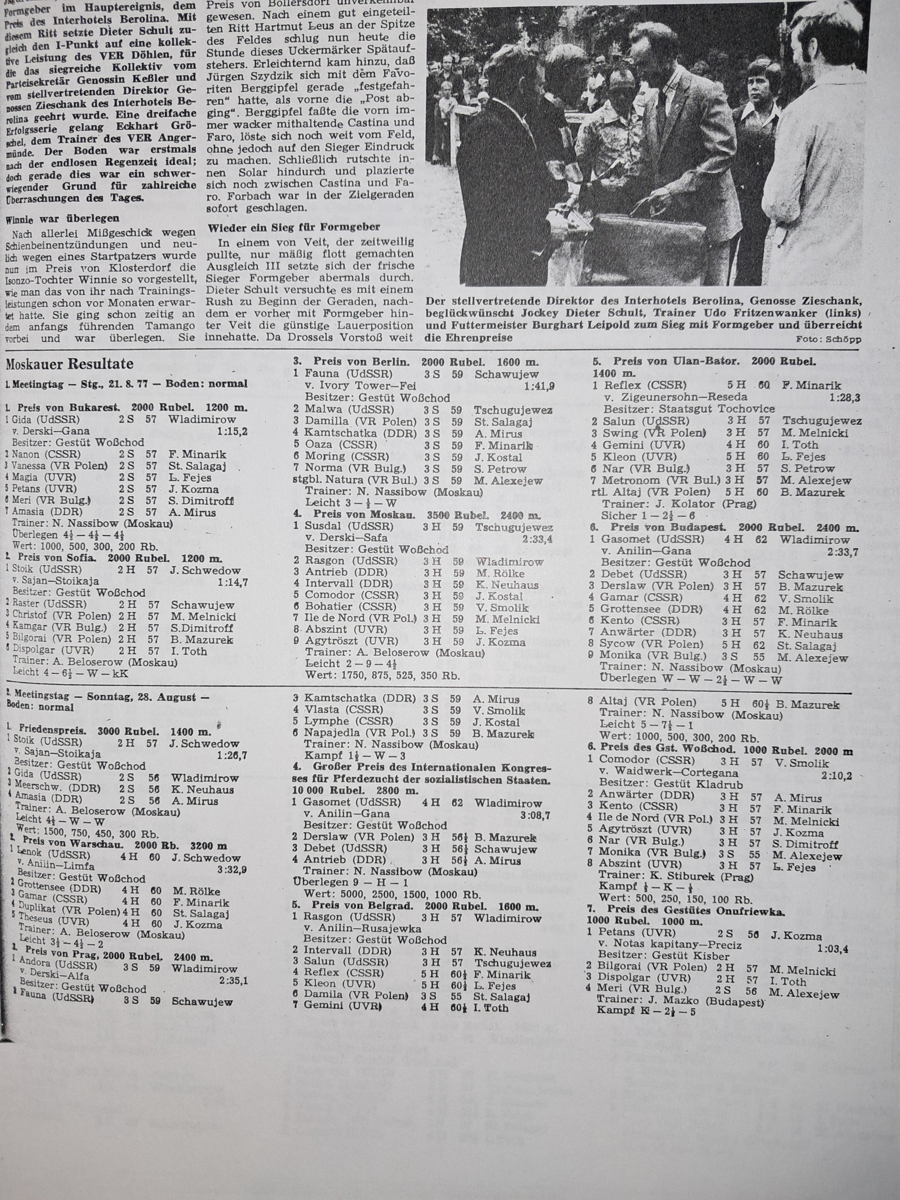 1963年の旧東ドイツの競馬新聞より 32(1977)｜ナカガワ