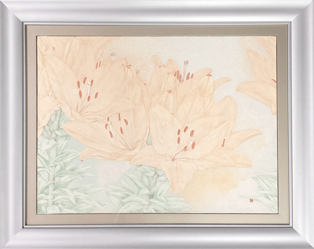 林真 作「姶 8号」】——ユリが語る、静けさのかたち（三人展を迎えて