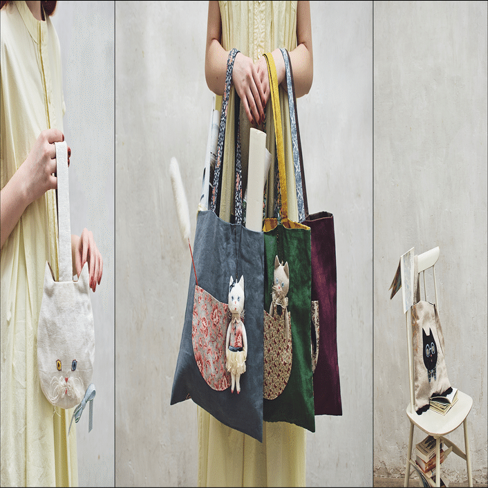 可愛い猫の表情に癒されるバッグと小物がリネンで作れる！｜グラフィック社