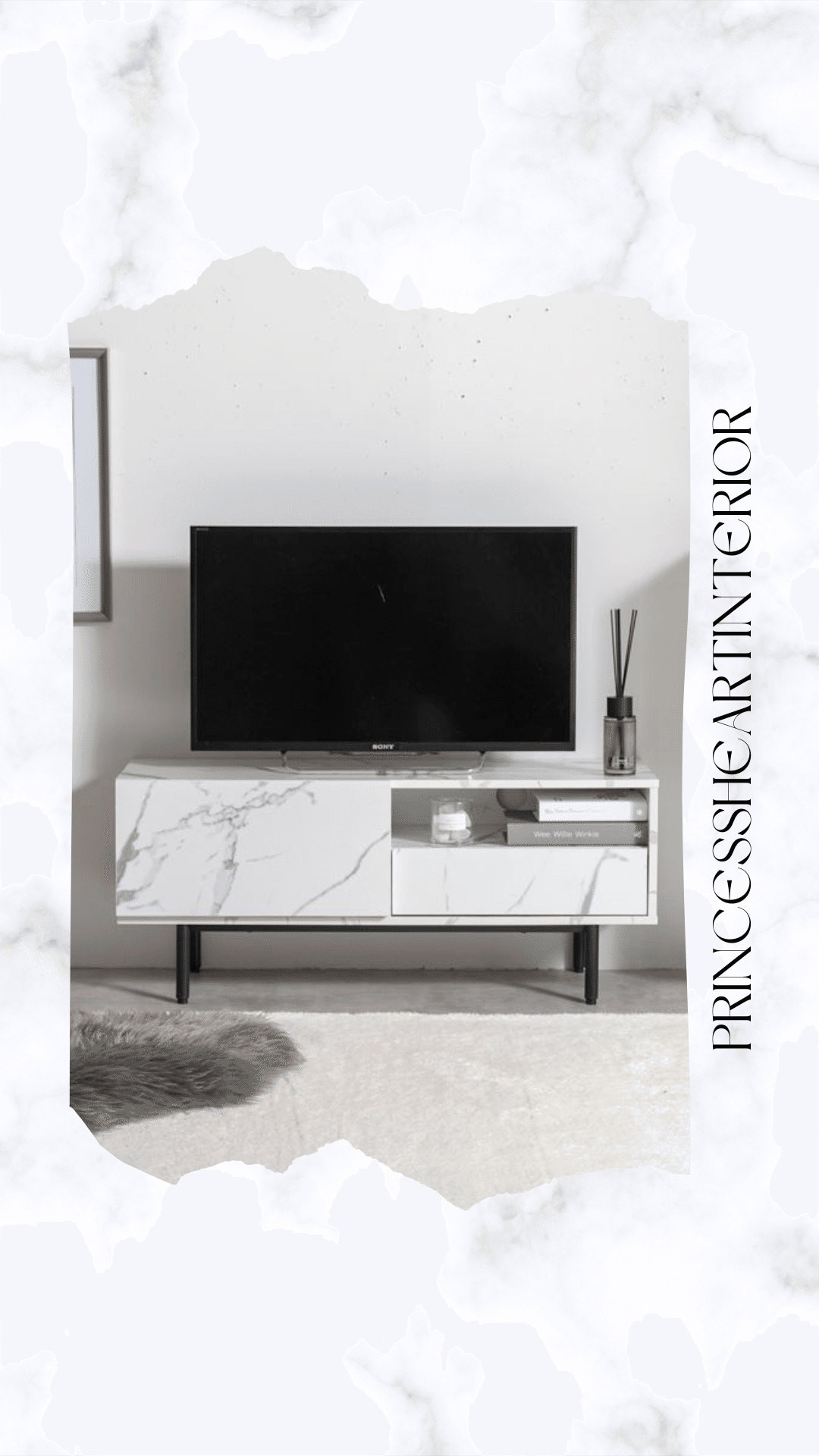 幅100cm】Ellis 大理石柄テレビ台｜RIE