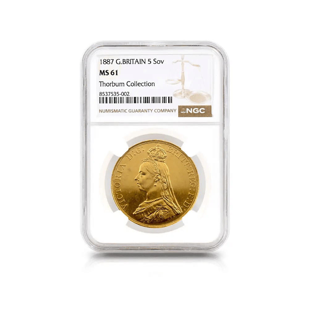 1887 ヴィクトリア女王 ジュビリーヘッド 聖ジョージ竜退治 5ソブリン