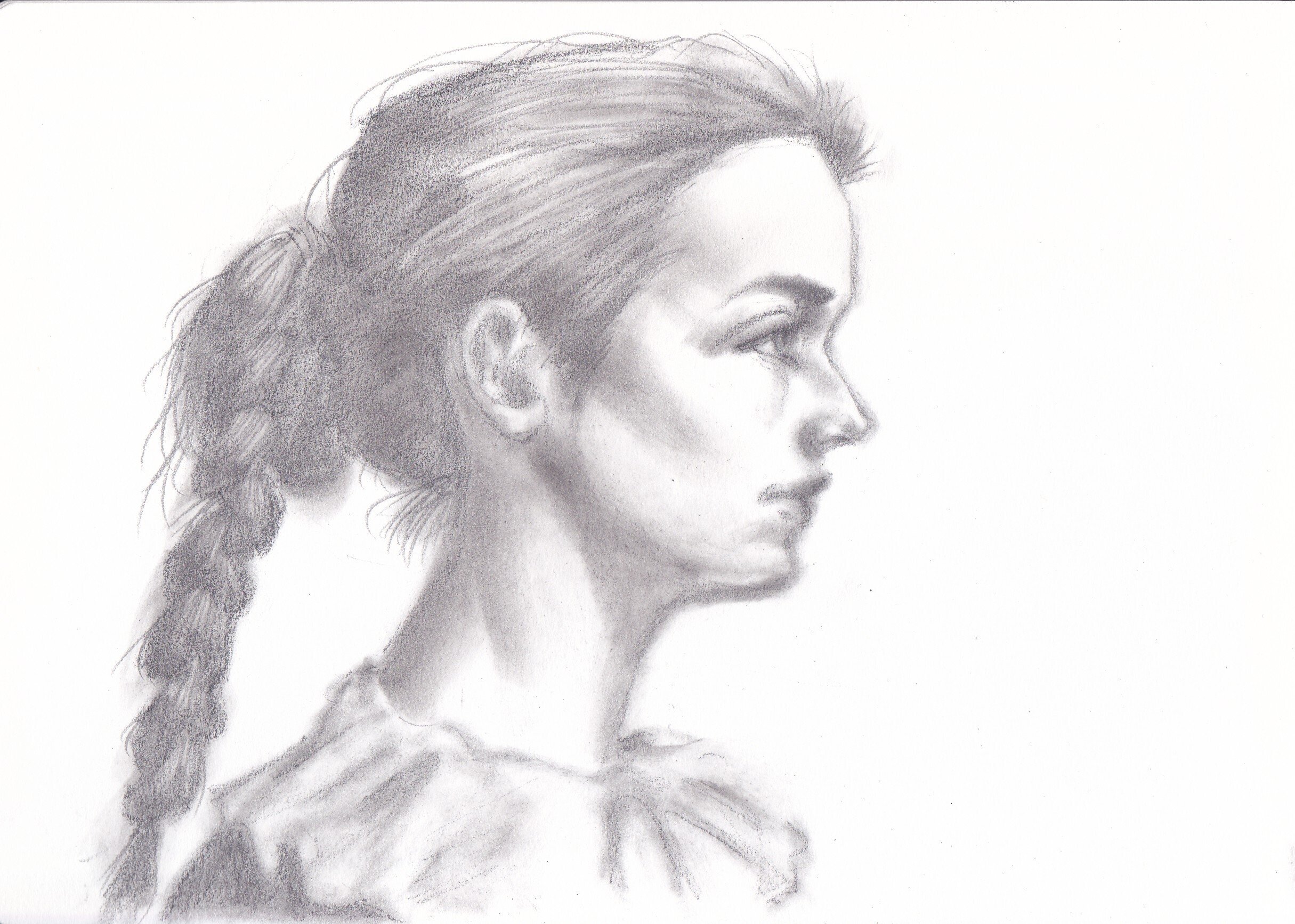 鉛筆で三つ編みのひとを描いてみました【スケッチ・絵画】｜べそかき