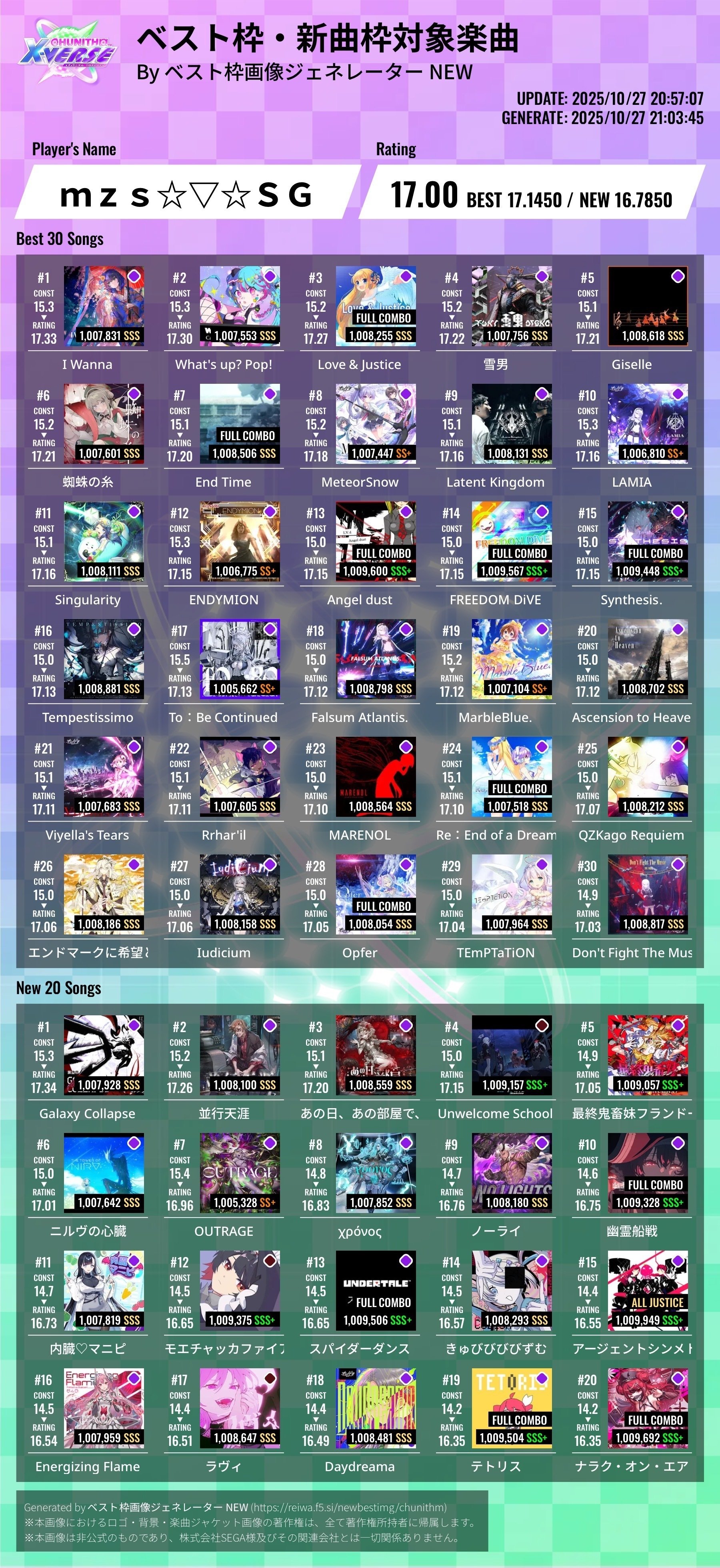 多機種勢がCHUNITHMでレート17を達成した話｜mzs⭐︎SG
