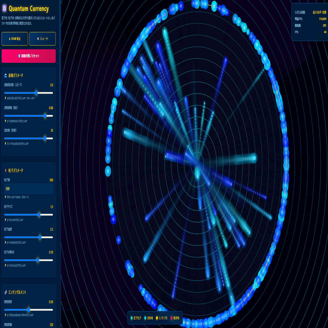 ⚛️仮想通貨を超える「量子通貨」の概念を、物理学的なメタファーを用いて視覚化・体験するインタラクティブシミュレーション🔗｜藤本 伸樹