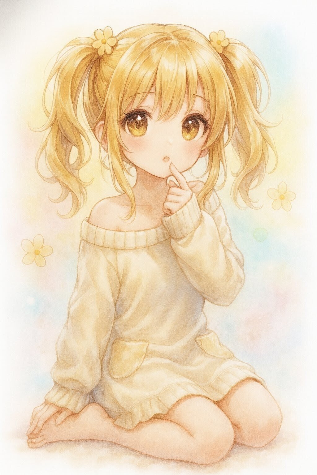 ひとこと日記＋くつろぎ女の子☆お疲れ様イラスト（手描き✕AI