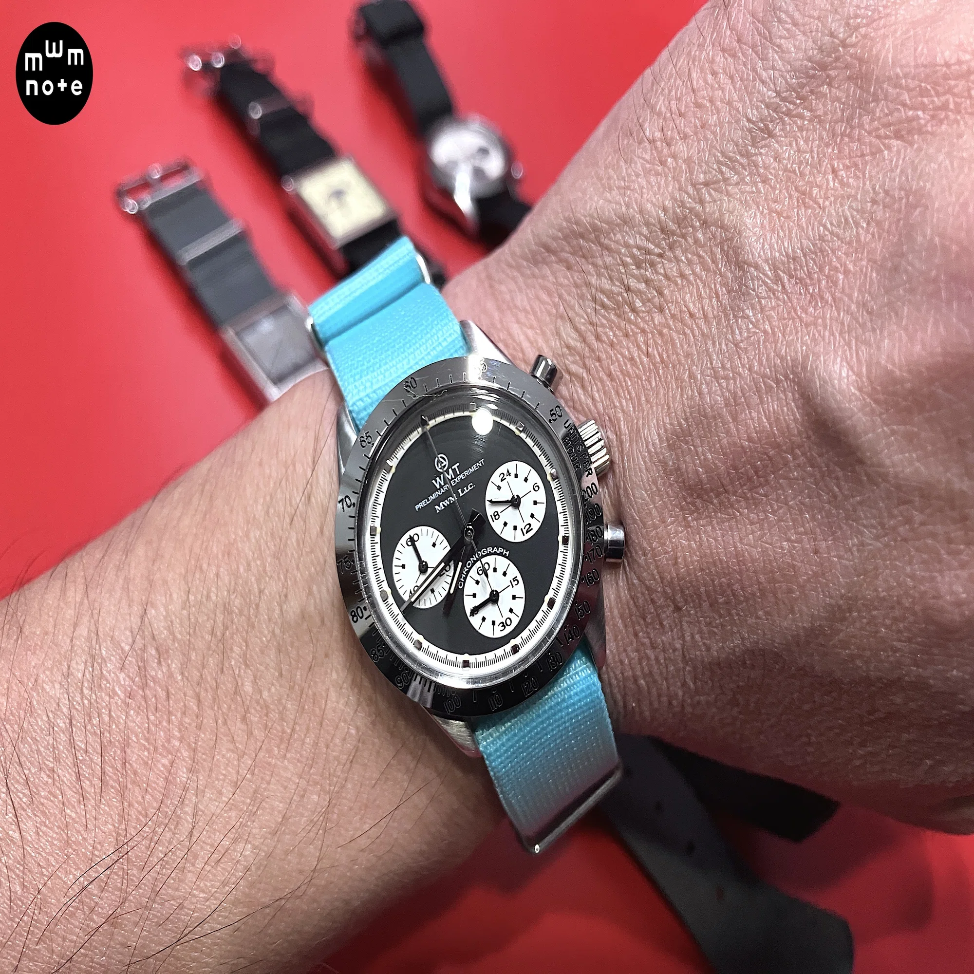 The custom WMT exotic dial reverse panda chronograph is complete 
