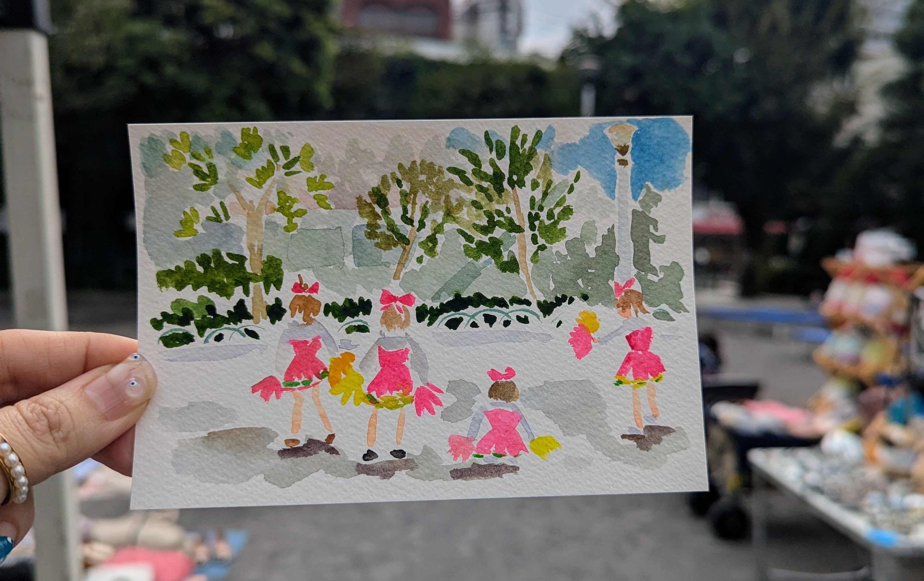 秋晴れの浅草で水彩画ポートレート描いてきました!｜Mari Aoki