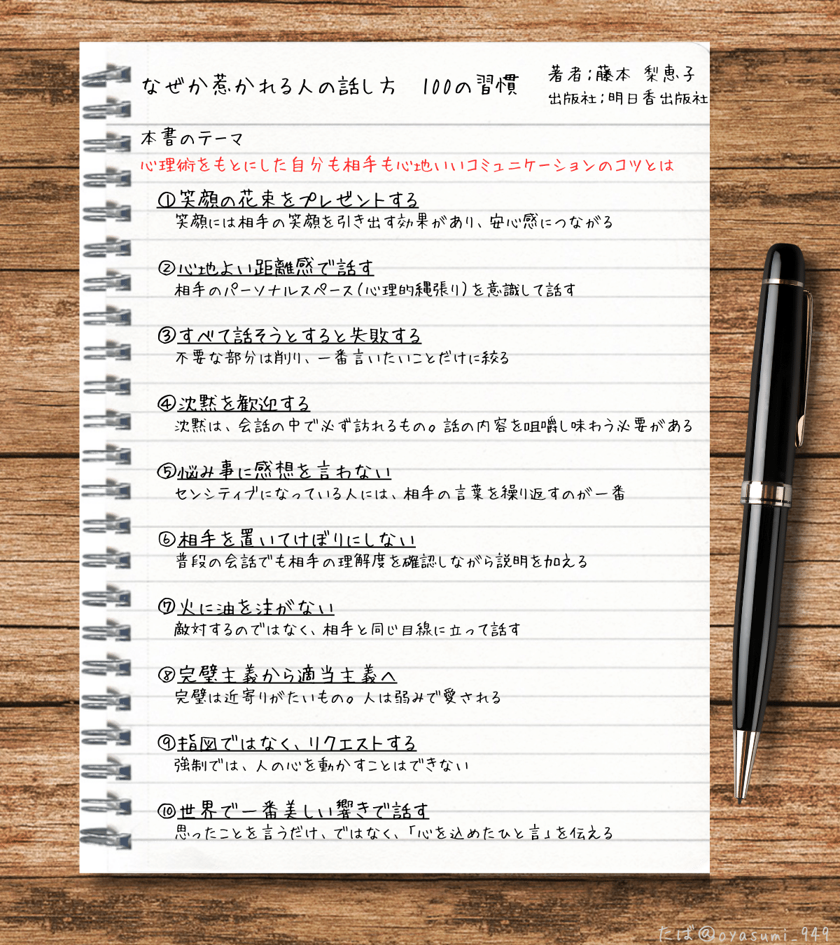 書評】『なぜか惹かれる人の話し方 100の習慣』｜たば@人生が変わる
