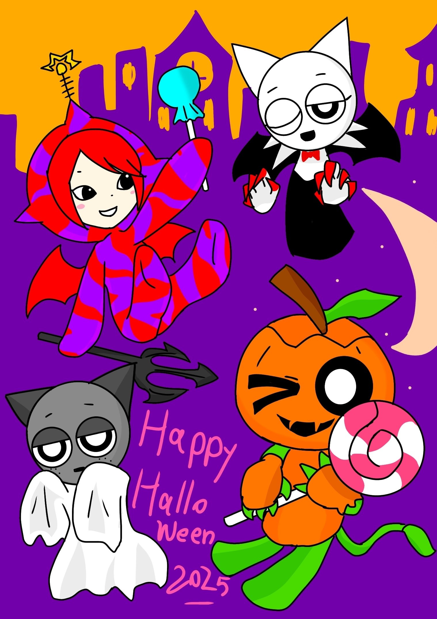 1日遅れのハロウィンイラスト🎃｜うてな柎