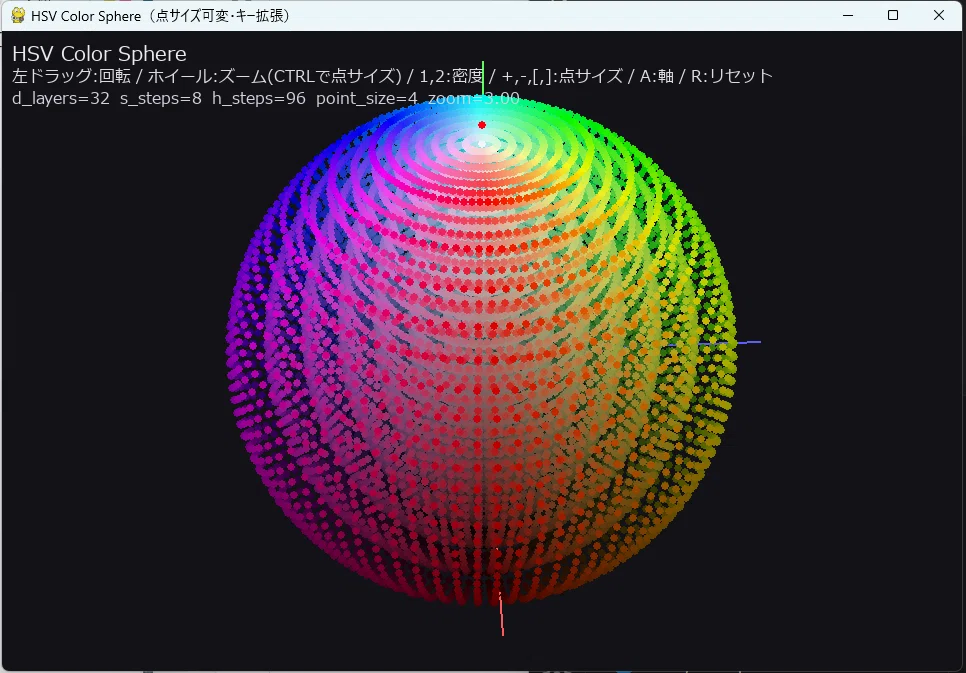 HSV球体（Color Sphere）型カラーパレットを生成するpython｜ほねぷー