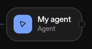 OpenAI Agent Builder に配置されたエージェントノード「My agent」。ワークフロー内でAIエージェントの処理を担当するノード。
