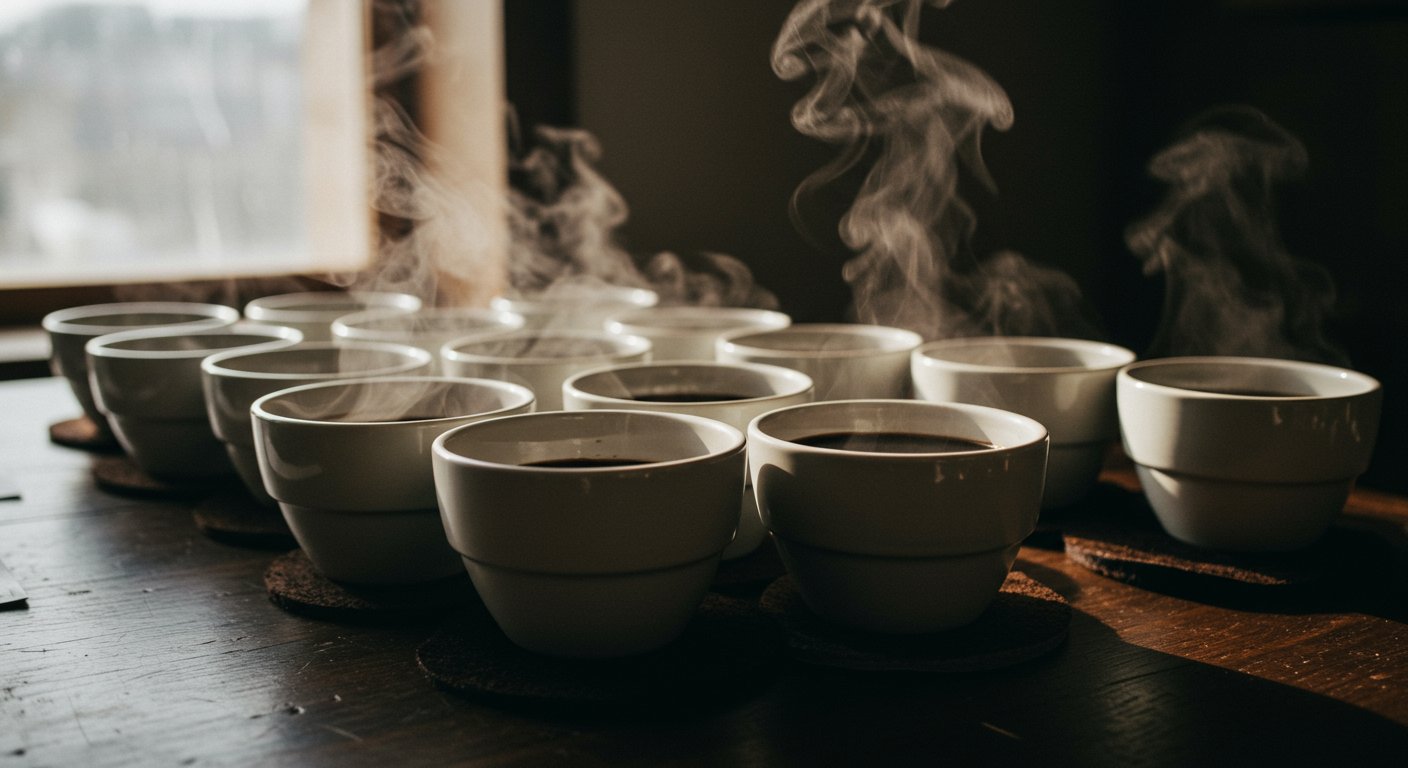 スペシャルティコーヒーのカッピング評価風景