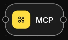 OpenAI Agent Builder に配置された MCP ノード。外部ツール連携やカスタム処理を行うための Model Context Protocol ブロック。
