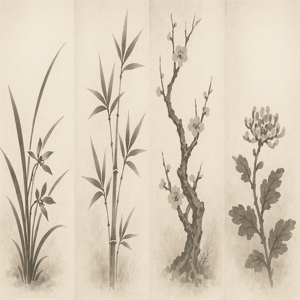 タネ009：練り切り細工✖️水墨画①（四君子）｜けいり時々ねりきり