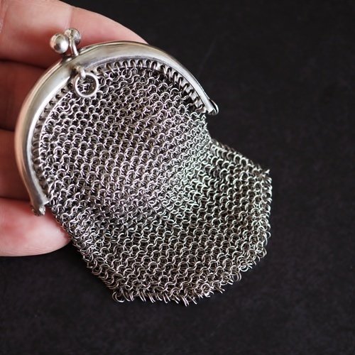 フランスアンティーク　シルバーメッシュパース　ヴィンテージ　France 古道具