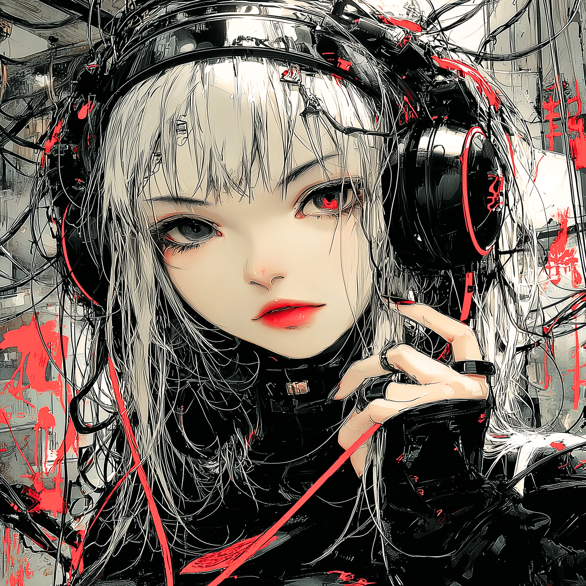 赤く滲んだノイズ越しに【画像生成AI＋4コマ漫画】｜Alpaka