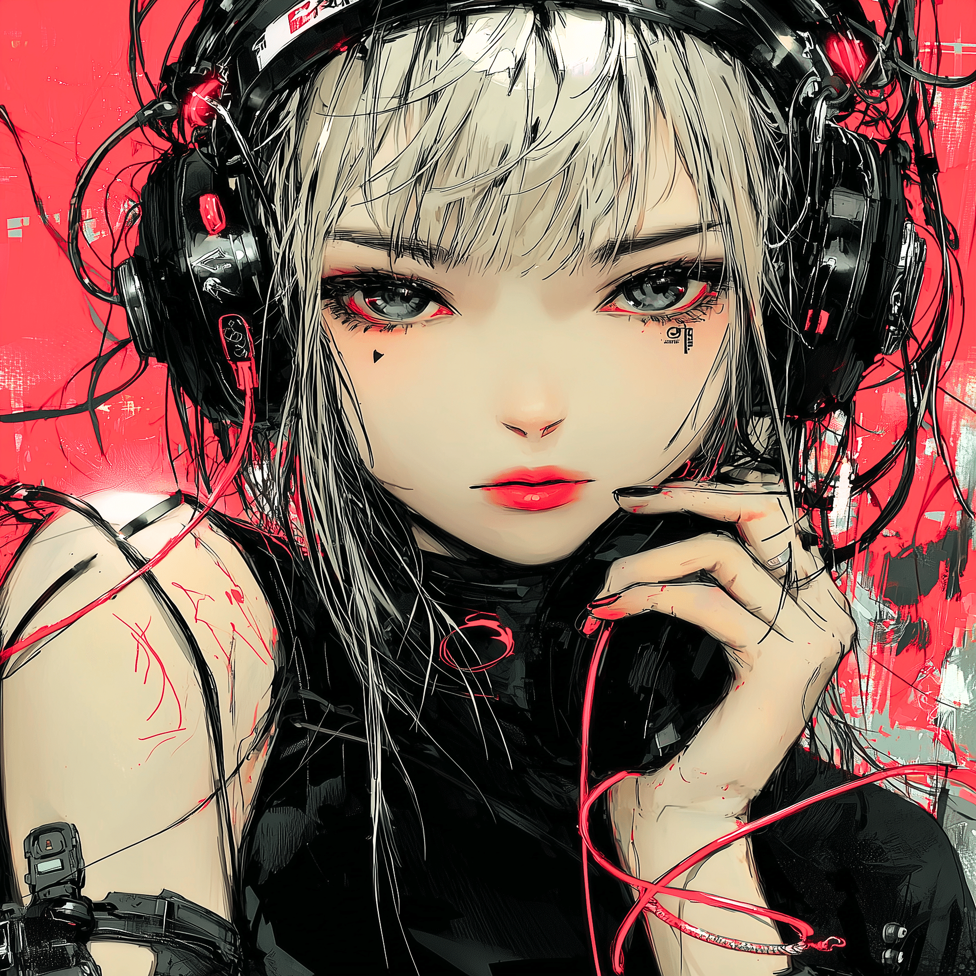 赤く滲んだノイズ越しに【画像生成AI＋4コマ漫画】｜Alpaka