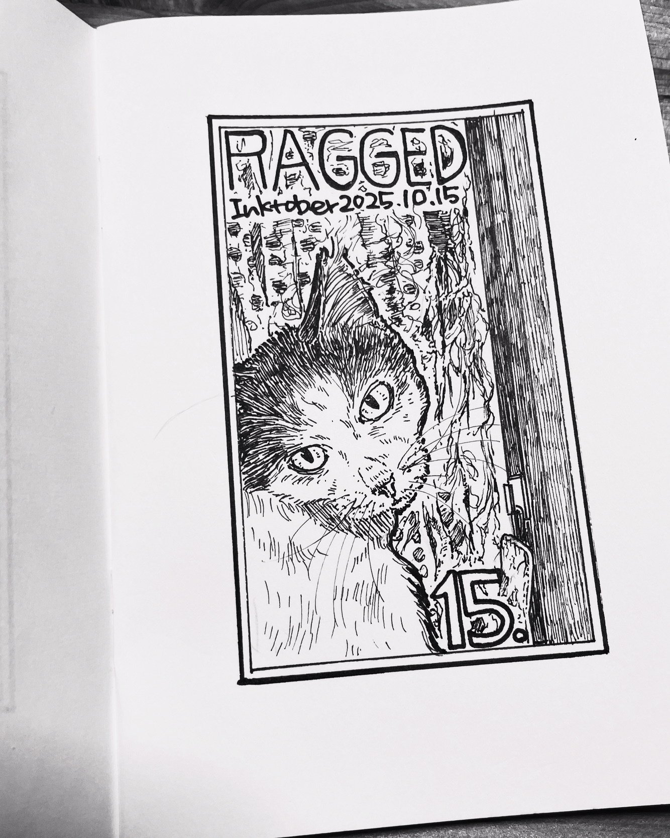作者不詳　ペン画 ペン画手帳」2025 Inktober13~17｜猫灯夜譚