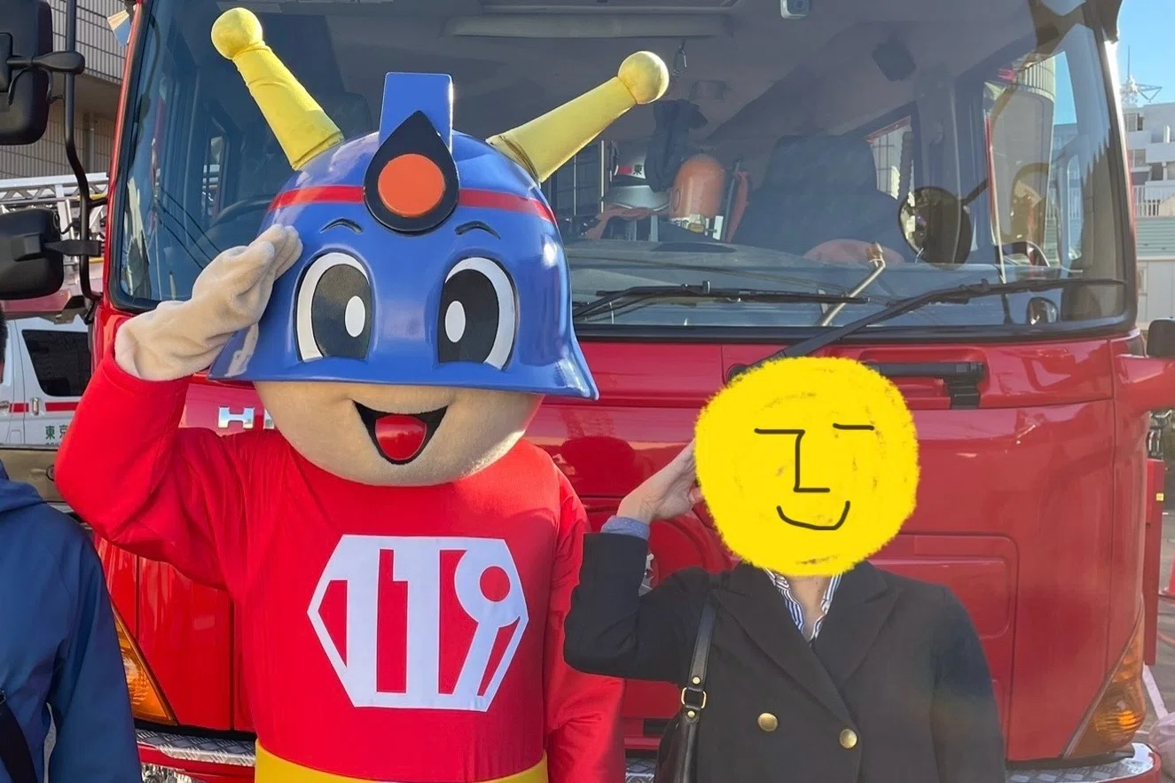 東京消防庁『キュータ』さんと、警視庁『ピーポくん』。マスコット